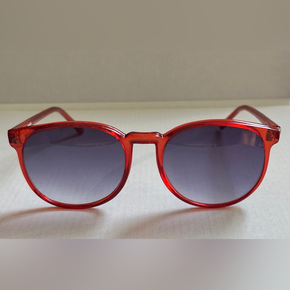 Vintage 80’s Round Oversized Red Sunglasses 55-18-145
